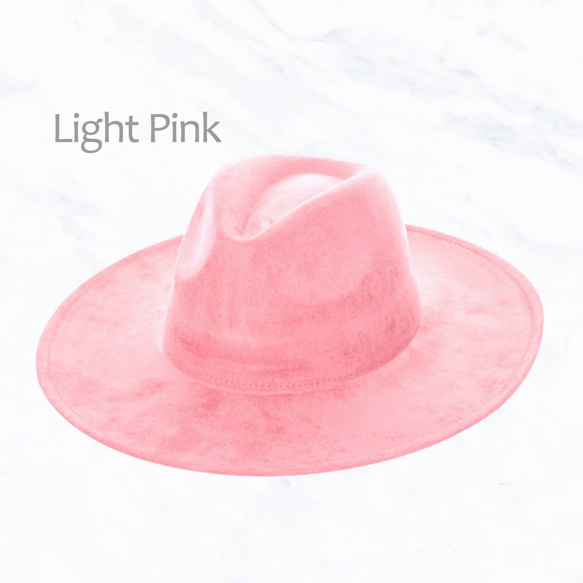 Suzie Q USA - Suede Large Eaves Peach Top Fedora Hat: Pastel Pink
