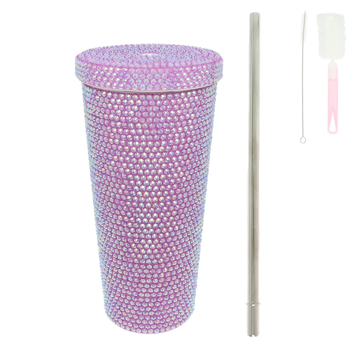 Rhinestone Encrusted Stainless Steel Tumbler : Black