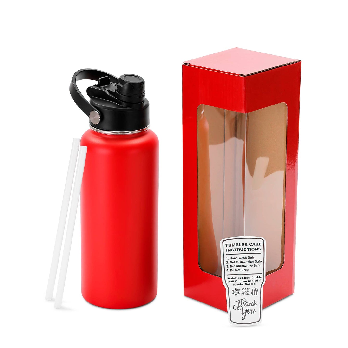 Makerflo 32 oz Hydro Powder Coated Water Bottle, 2-in-1 Lid: Pink / Singles