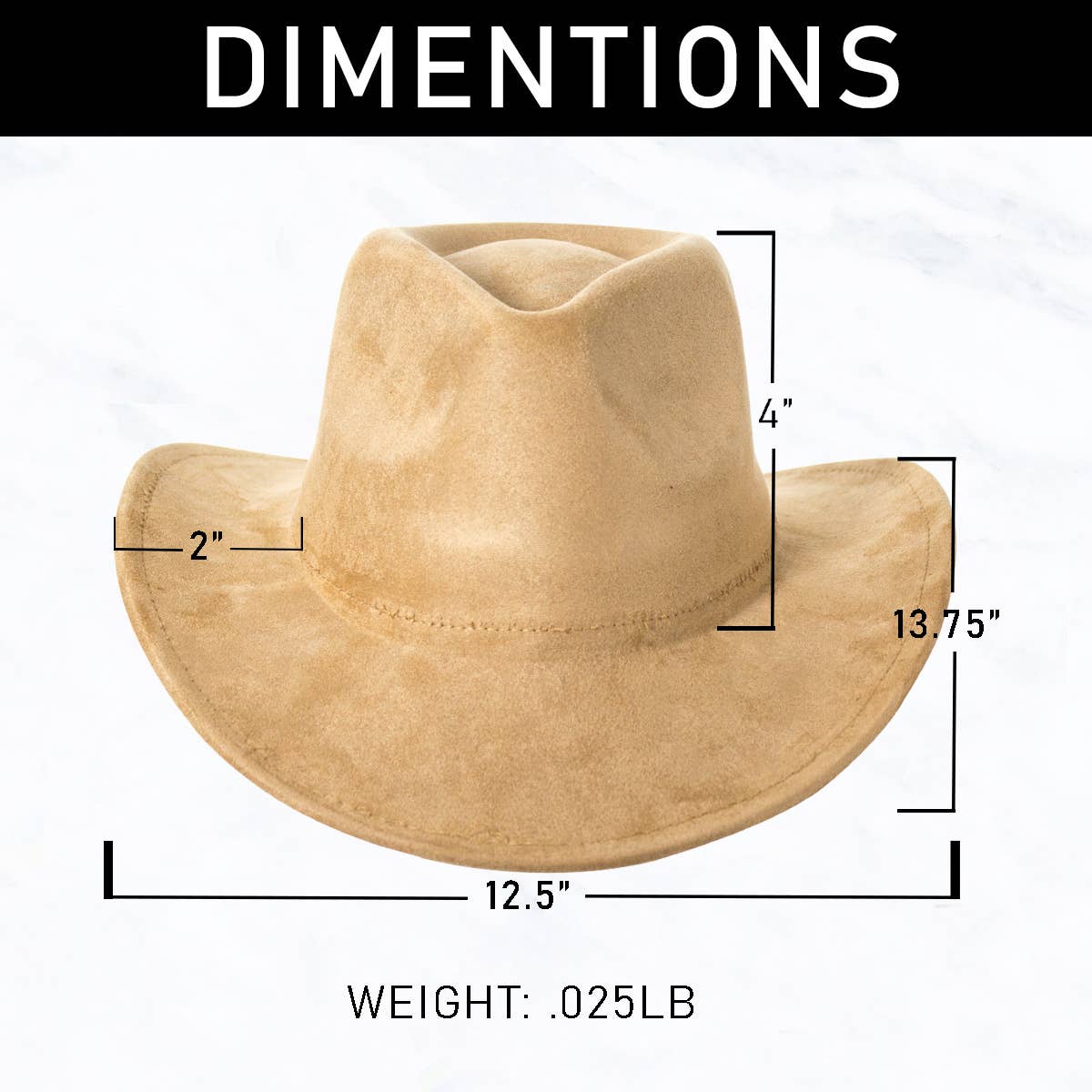 Suzie Q USA - Suede Regular Cowboy Fedora Hat: Beige