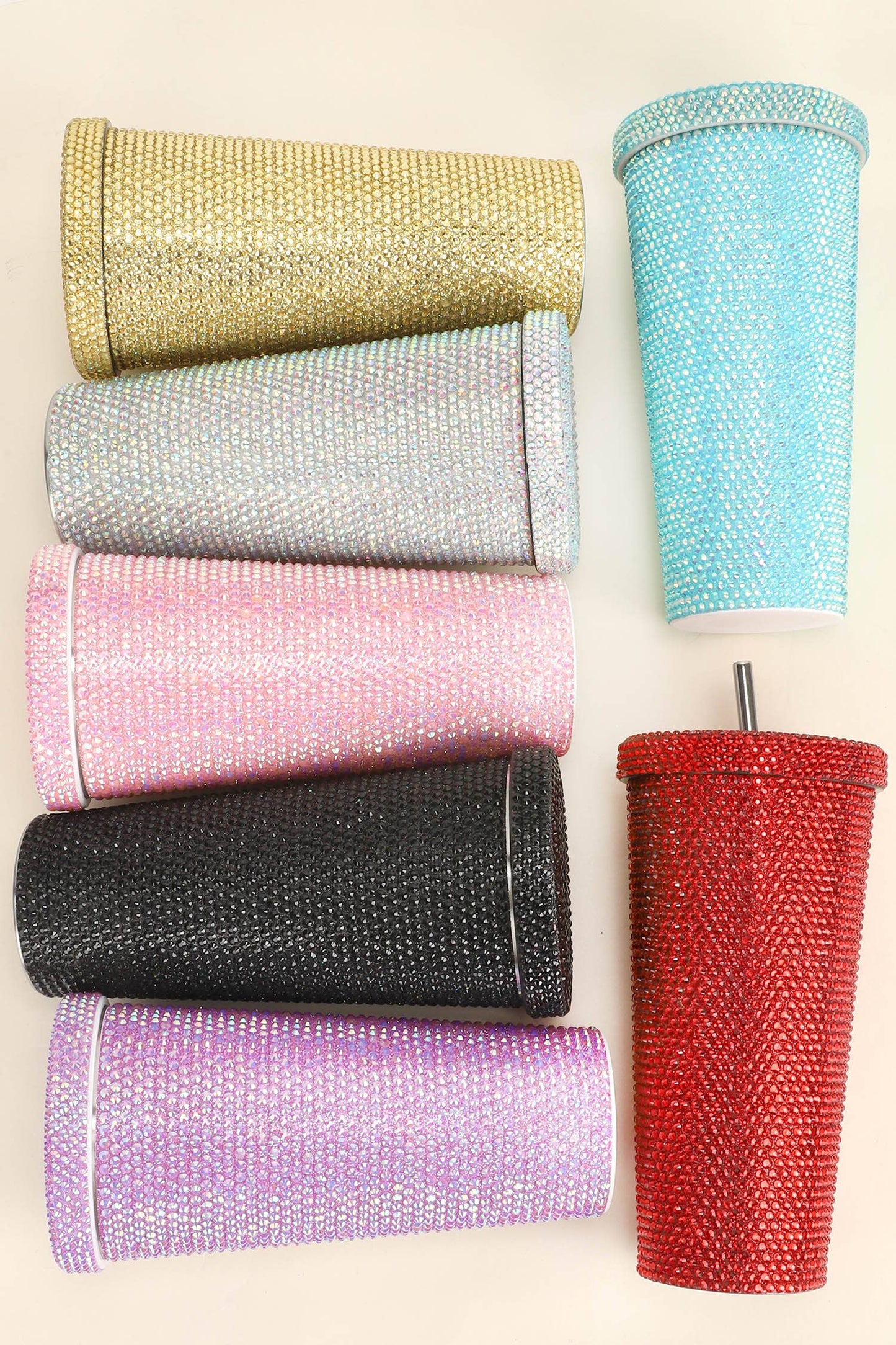 Rhinestone Encrusted Stainless Steel Tumbler : Black