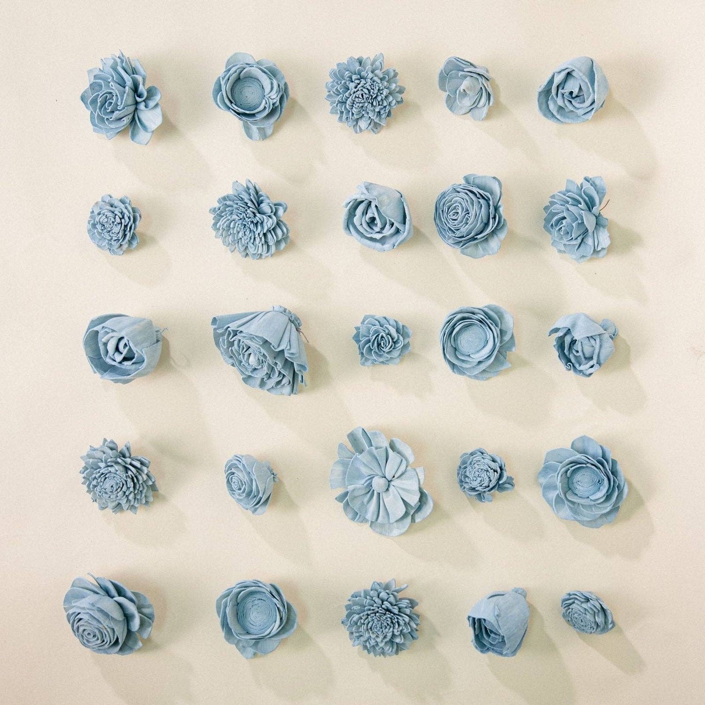 25-Pack of Dusty Blue-Colored Mixed Flowers: 25 Pack
