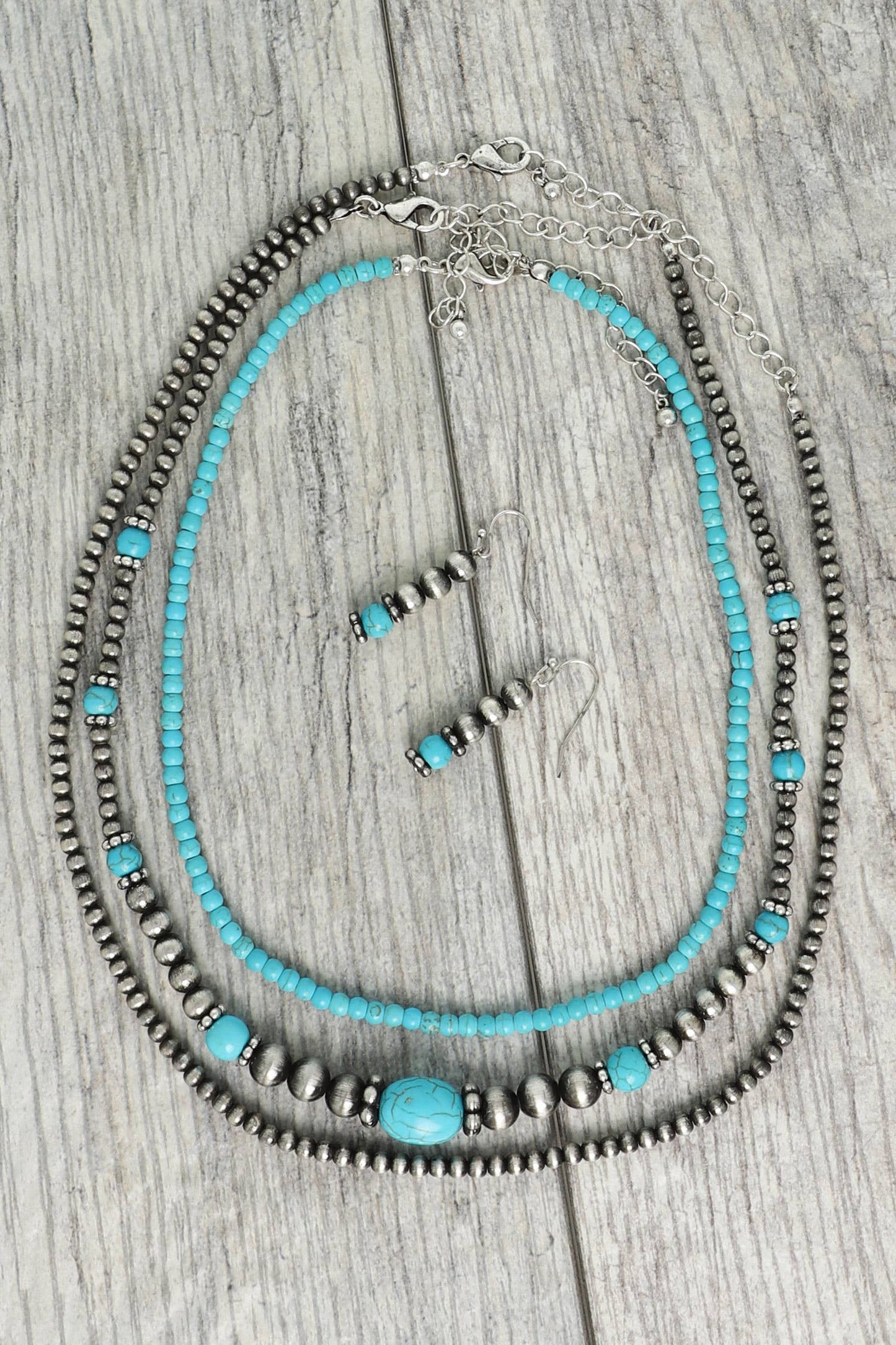 4-Pack Western Navajo Pearl Necklace Earring Set