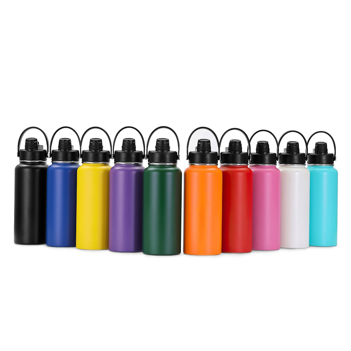 Makerflo 32 oz Hydro Powder Coated Water Bottle, 2-in-1 Lid: Pink / Singles