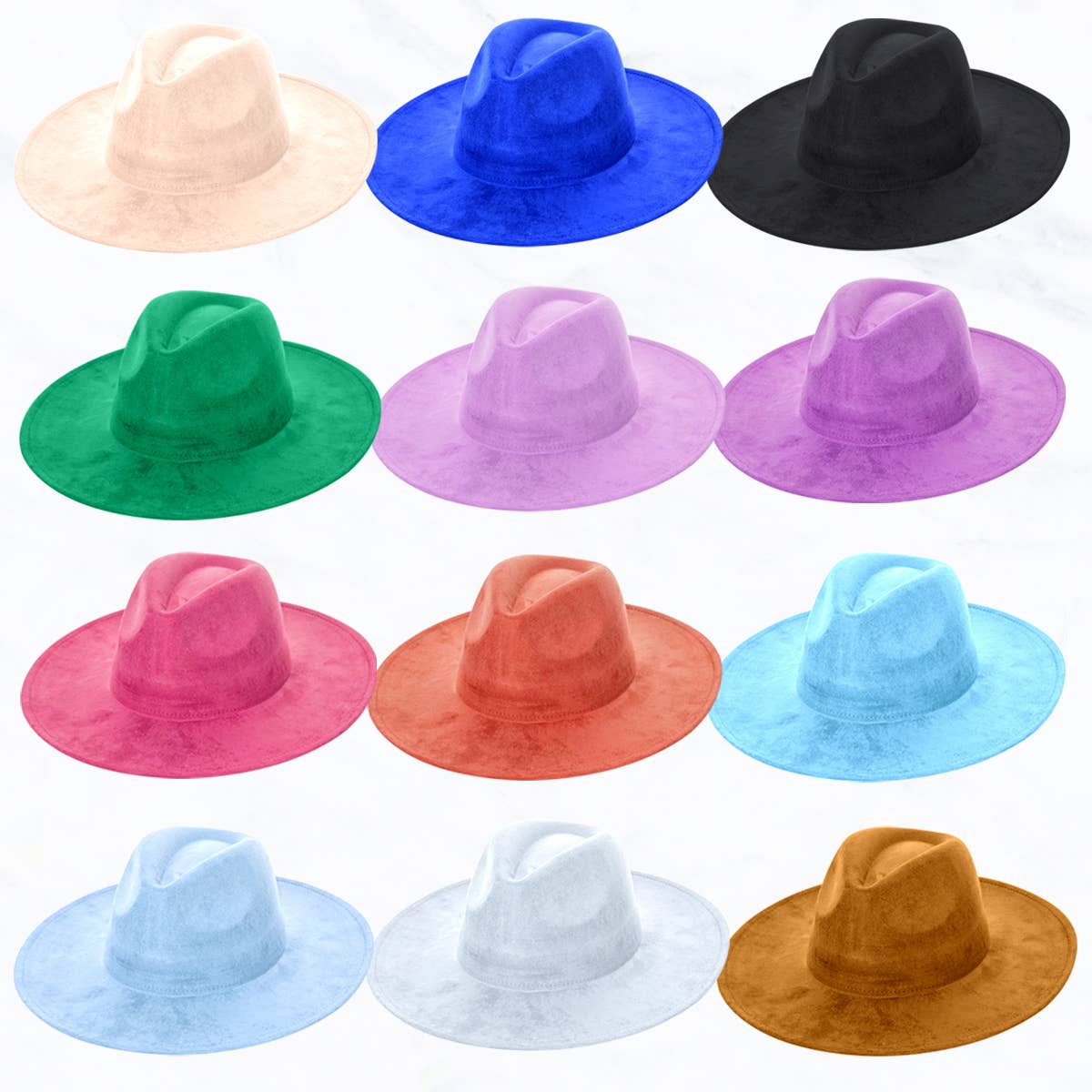 Suzie Q USA - Suede Large Eaves Peach Top Fedora Hat: Pastel Pink
