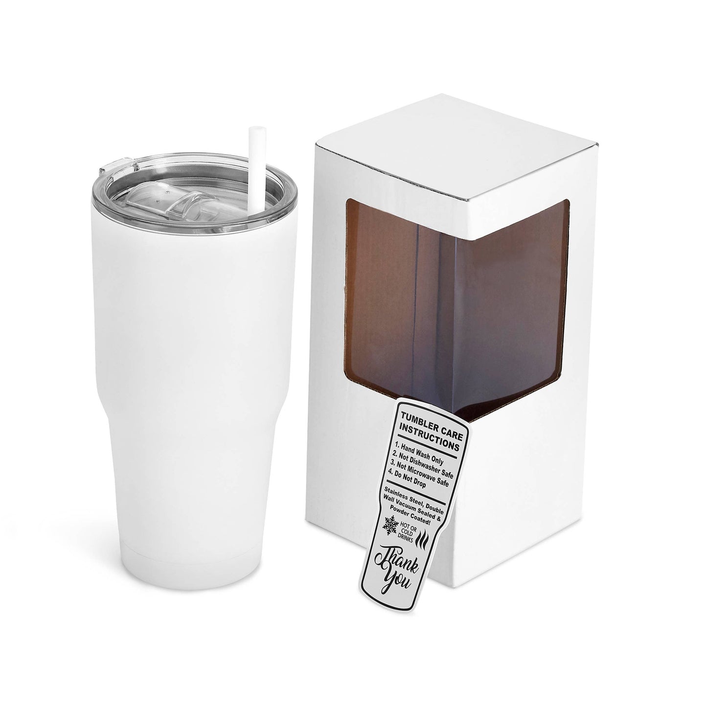 Makerflo 30 oz Powder Coated Tumbler, Handle Sold Separately: White / Singles