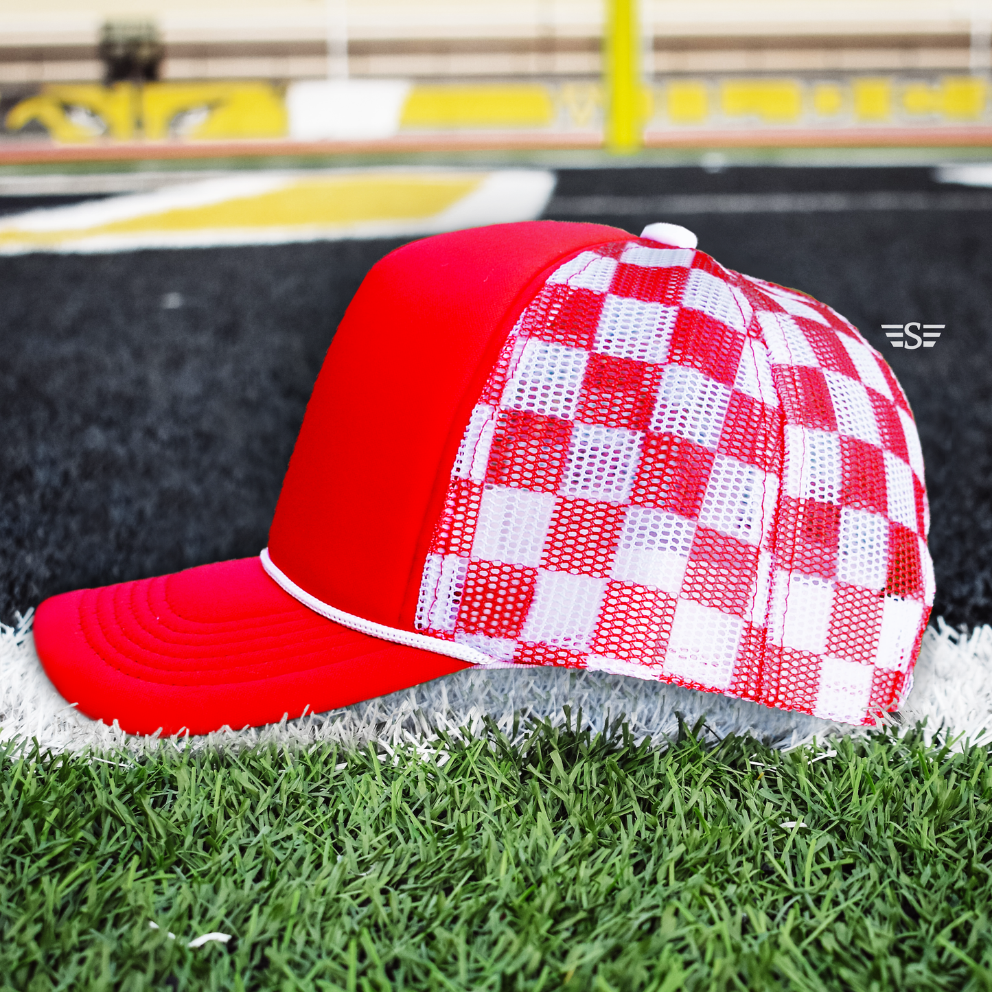 Checkered Mesh Back Cap: Pink/ Light Pink