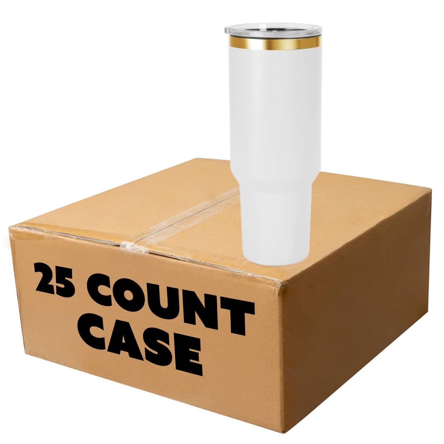 Makerflo 40 oz Gold Electroplated Powder Coated Tumbler: White / Singles