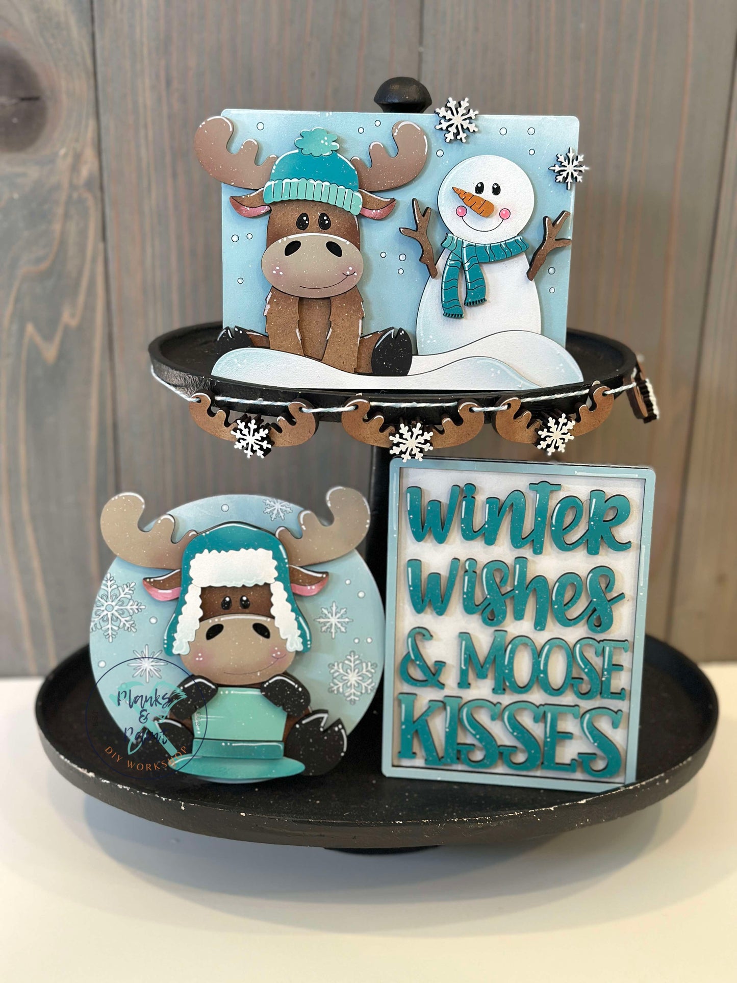 Moose Kisses Winter Tiered Tray Set TT1446