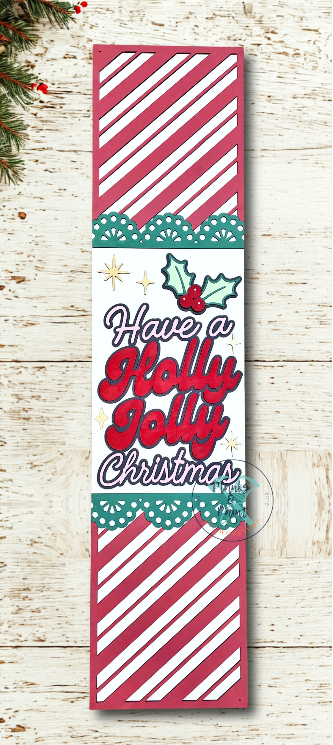 Holly Jolly Christmas 3D Porch Leaner
