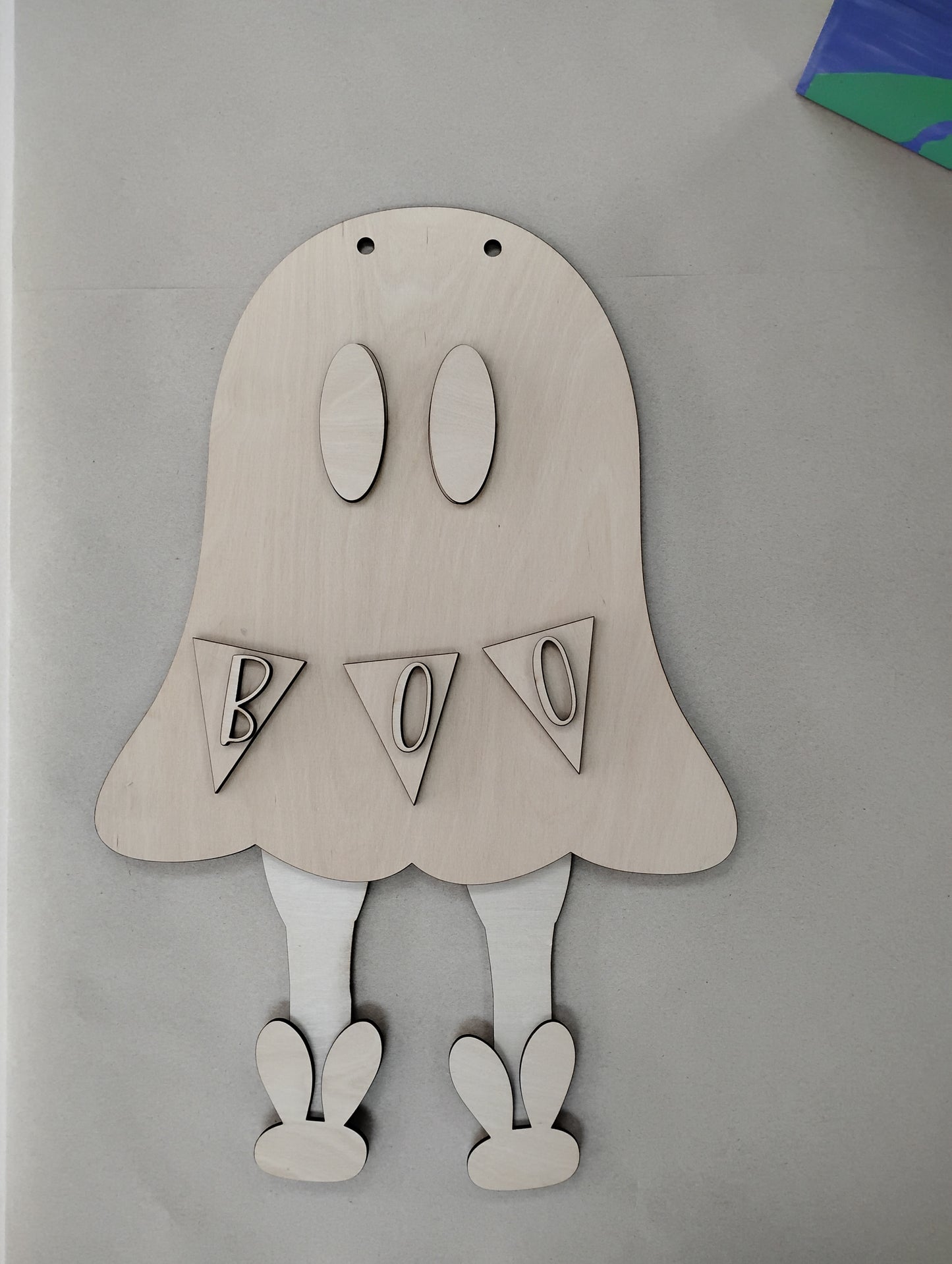 Ghost with Bunny Slipper Door Hanger