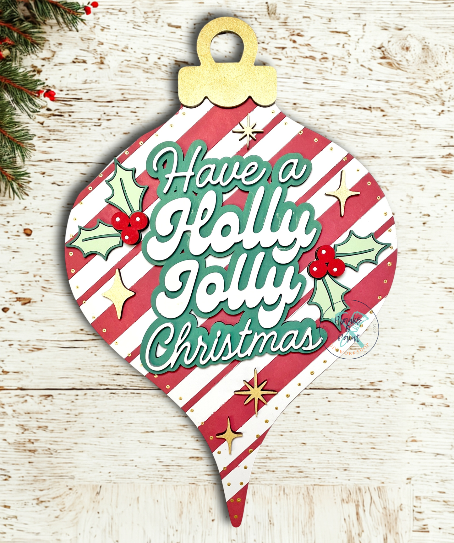 Holly Jolly Christmas Ornament Door Hanger