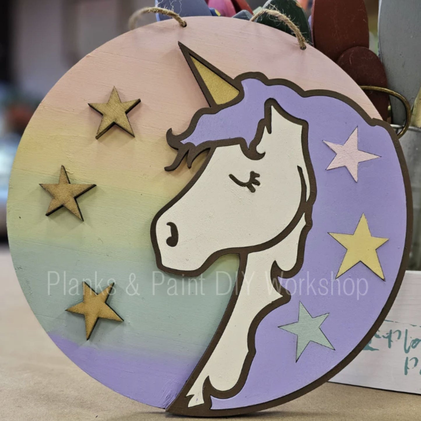 Kid's Unicorn 10" Round Door Hanger