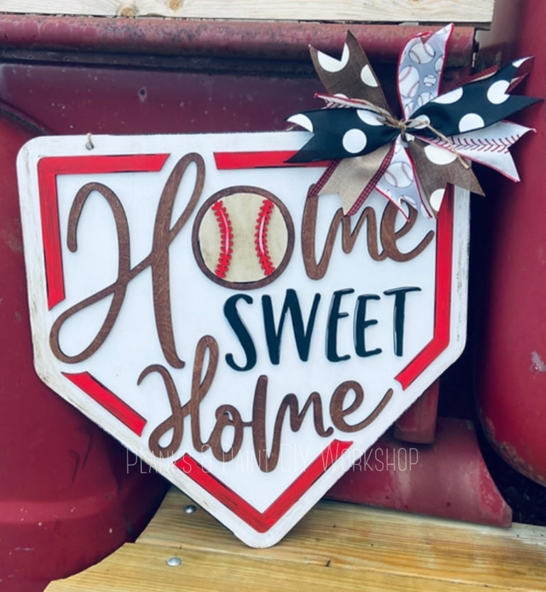 Home Sweet Home Baseball/Softball 3D Door Hanger At Home Kit
