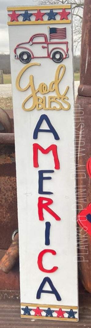 God Bless America 3D Porch Leaner