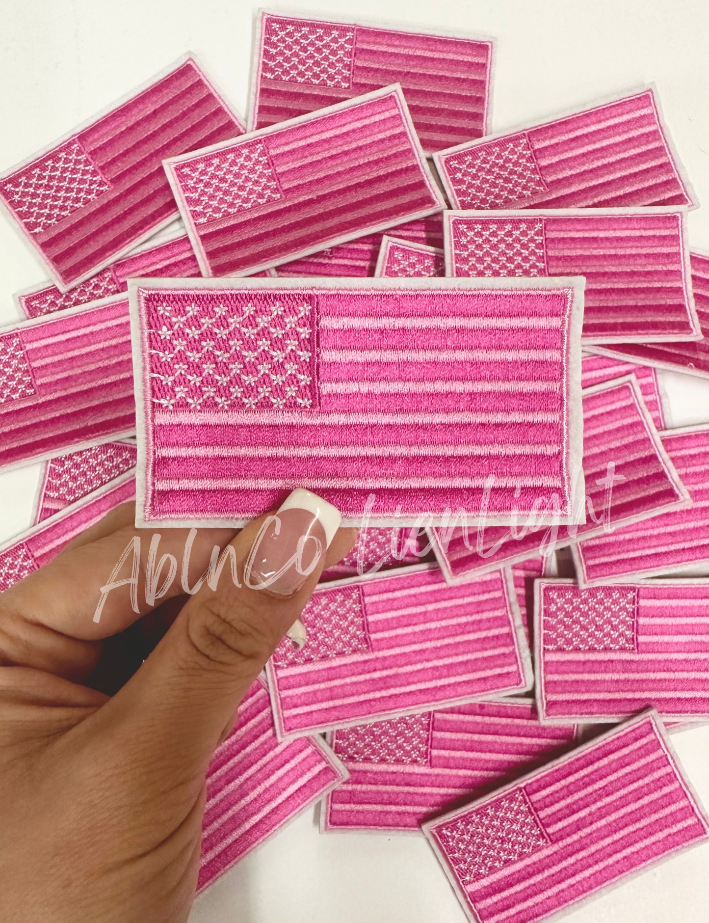 ABLN Boutique - Trucker hat patches 3” pink flag cowgirl embroidery patch