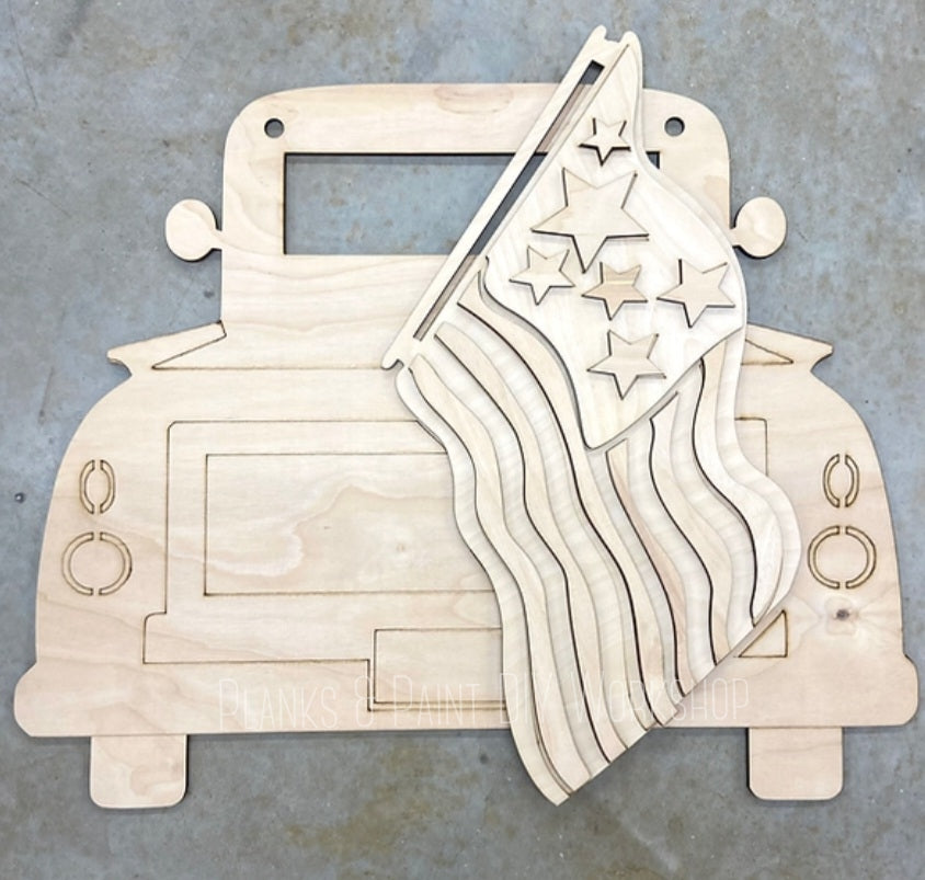 Patriotic Truck 3D Door Hanger