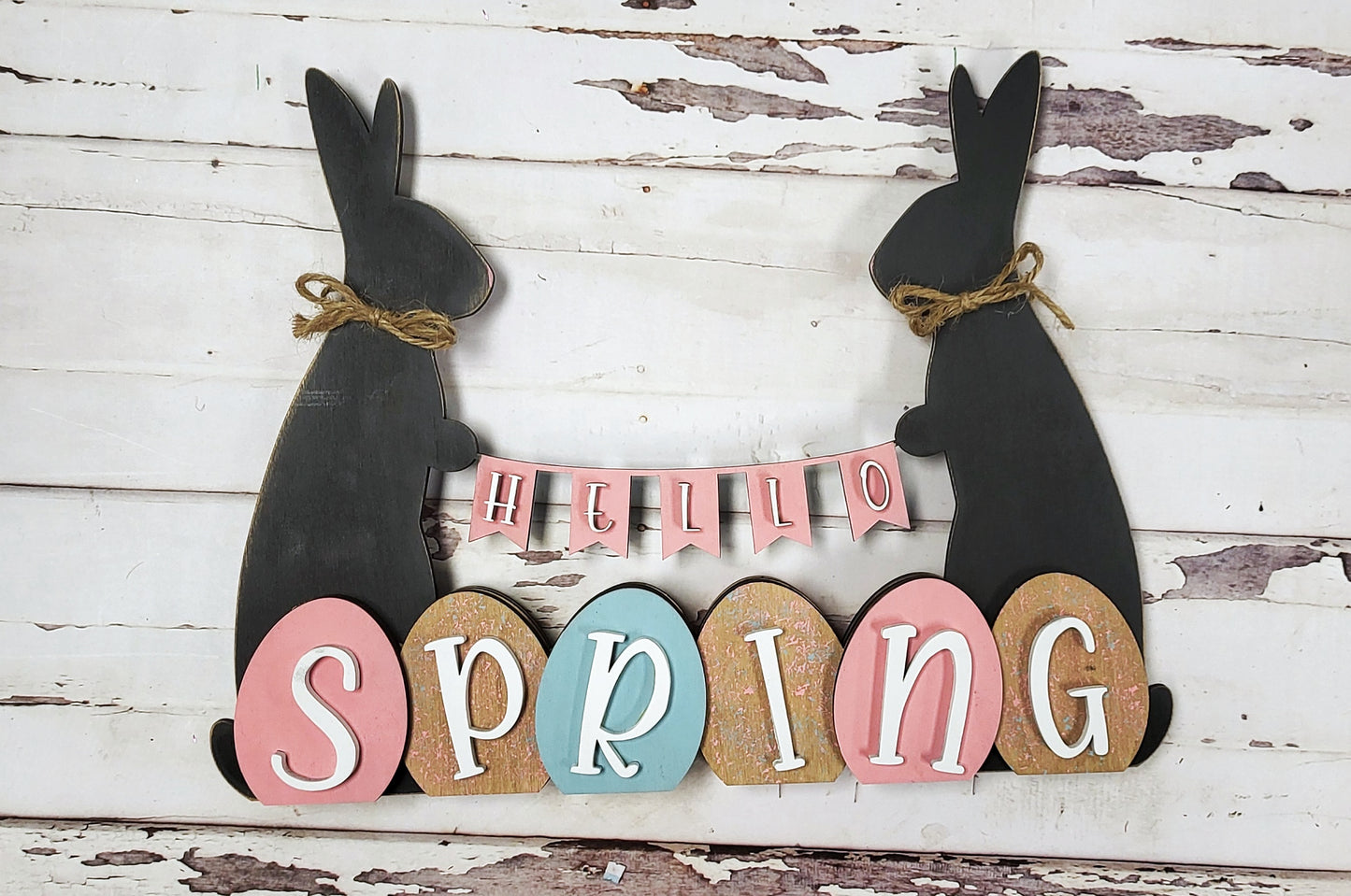 Peter Cottontail Hello Spring Happy Easter Reversible Tabletop Decor