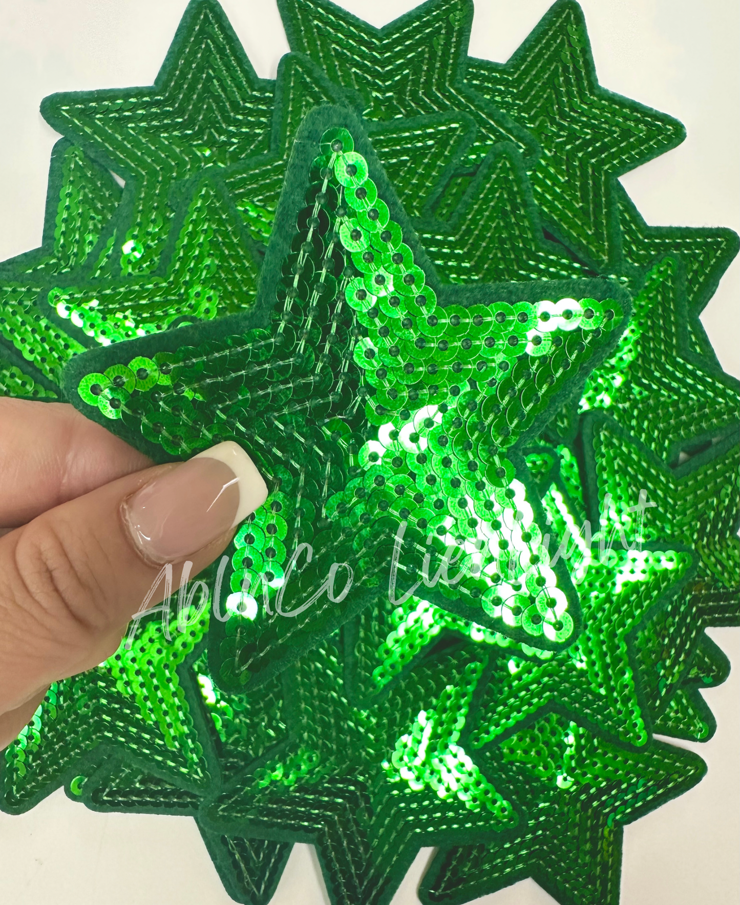 ABLN Boutique - Trucker hat patches 3” green sequin star patch iron on