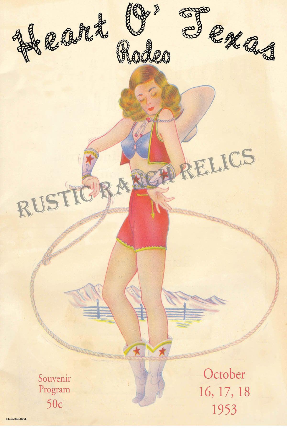 Heart of Texas - Vintage Rodeo Poster