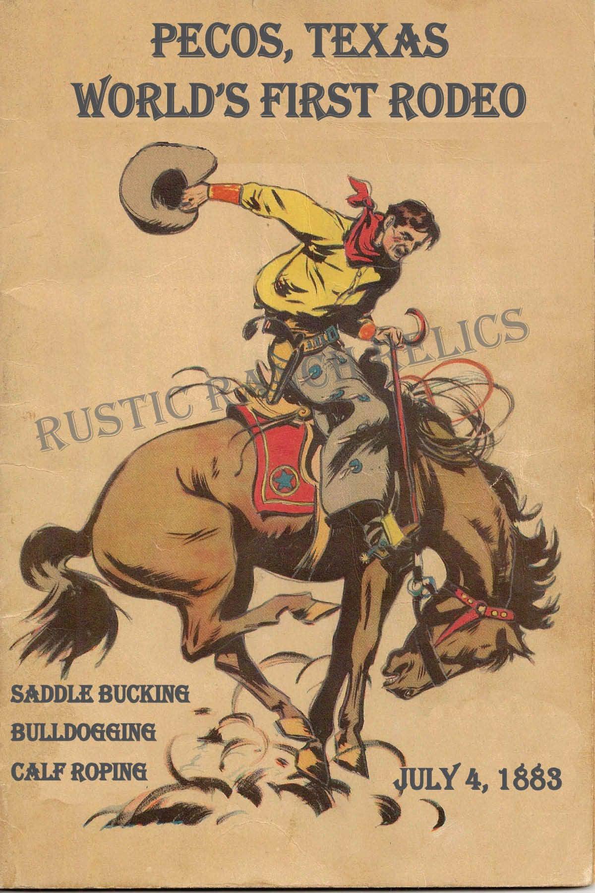 Pecos, Texas - World's First Rodeo - Vintage Rodeo Poster