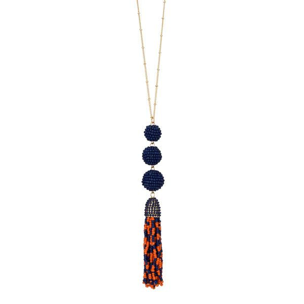 Seed Bead Ball Drop Necklace