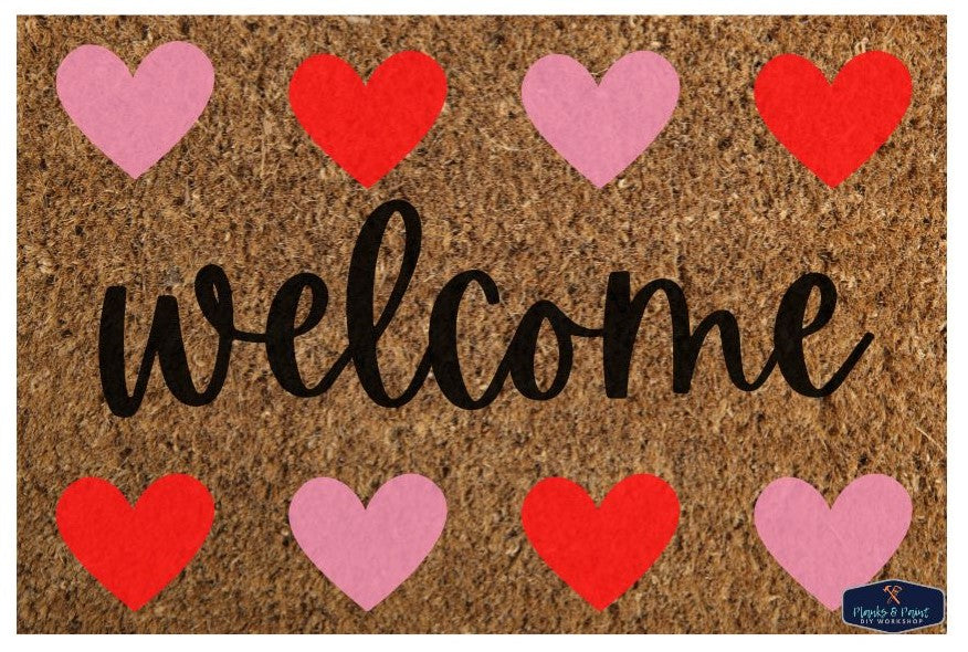 Welcome Hearts Door Mat