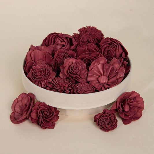 25-Pack of Burgundy-Colored Mixed Flowers: 25 Pack