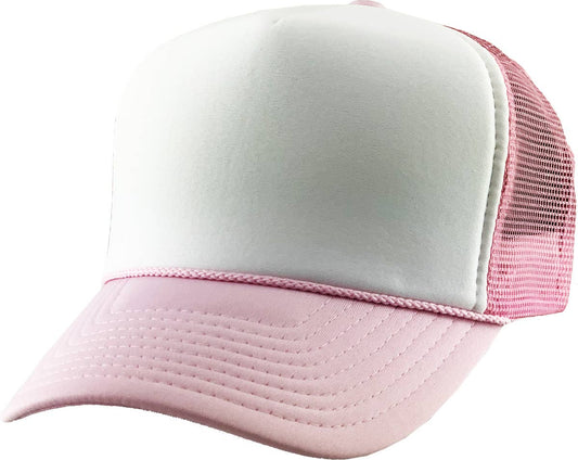 KBETHOS - Classic Foam Front Trucker Hat: Pink-White