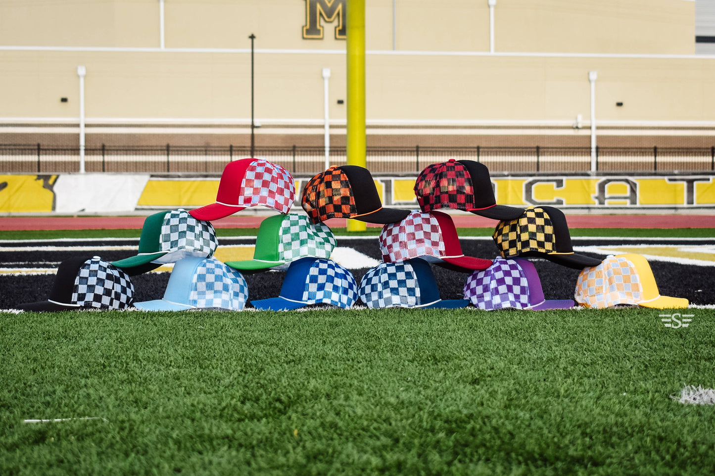 Checkered Mesh Back Cap: Pink/ Light Pink