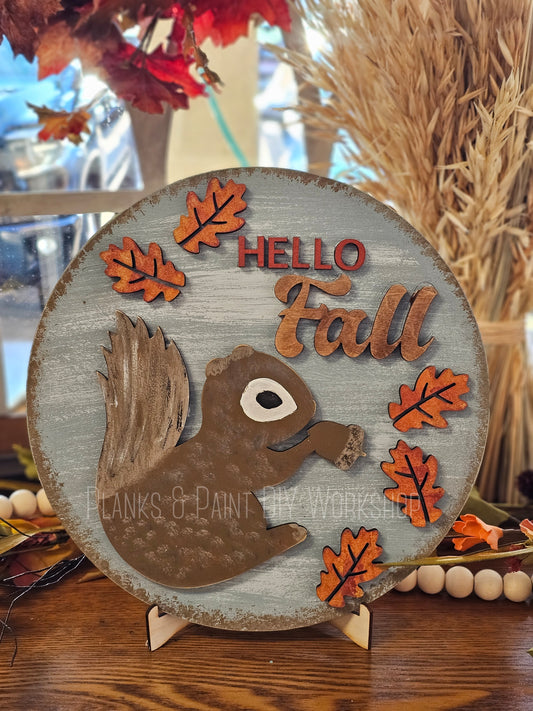 Hello Fall 10" Round Sign