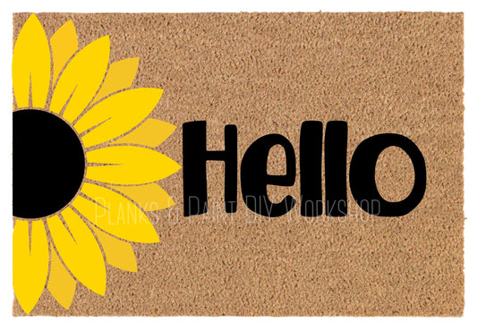 Hello Sunflower Door Mat