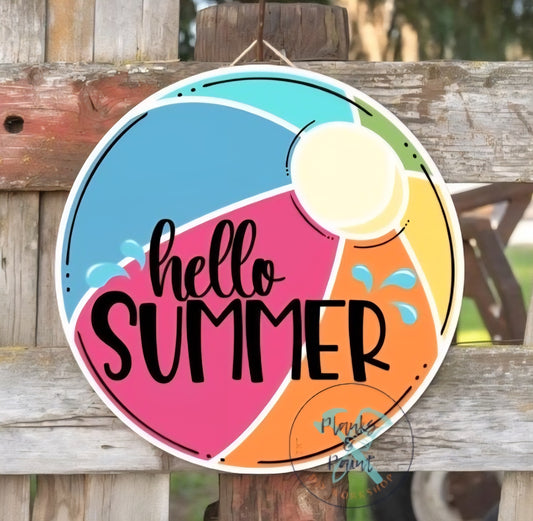 Hello Summer Beach Ball Door Hanger