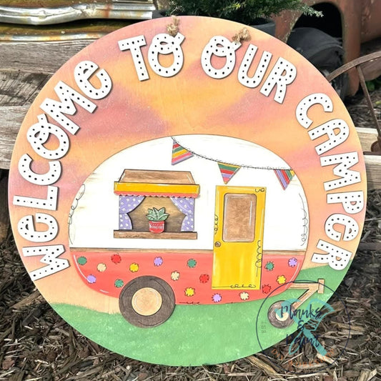 Welcome to Our Camper Door Hanger