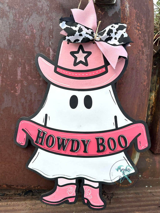 Howdy Boo Ghost 3D Laser Door Hanger