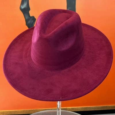 Best seller Fashion Classic Wide Brim Suede Premium  Hat : Hot Pink / ONE SIZE