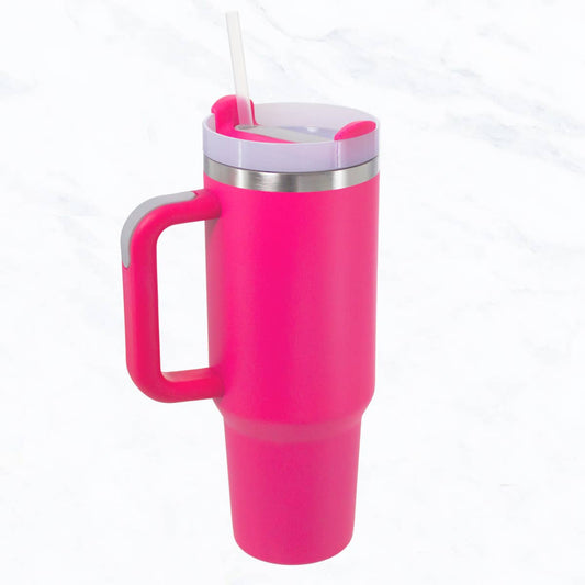 Suzie Q USA - 40 oz, Stainless Steel and Silicon Tumbler: Fuchsia