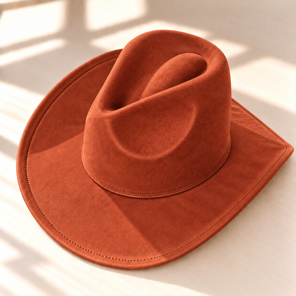 Vegan Suede Cowboy Hat: CARAMEL / ONE SIZE