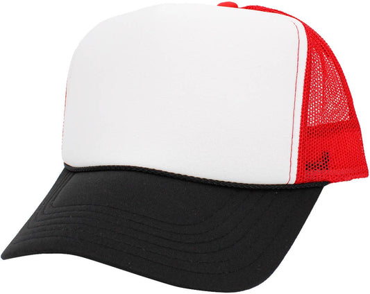 KBETHOS - Classic Foam Front Trucker Hat: Black-White-Red