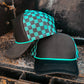 Magna Pony Checkered Mesh Back Cap: Black/ Turquoise