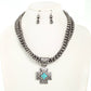 Western Metallic Rock Bead Cross Necklace Set