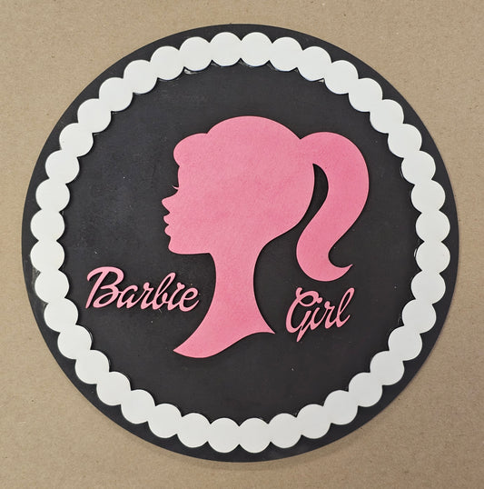 Kid's Barbie Girl 10" Round Door Hanger