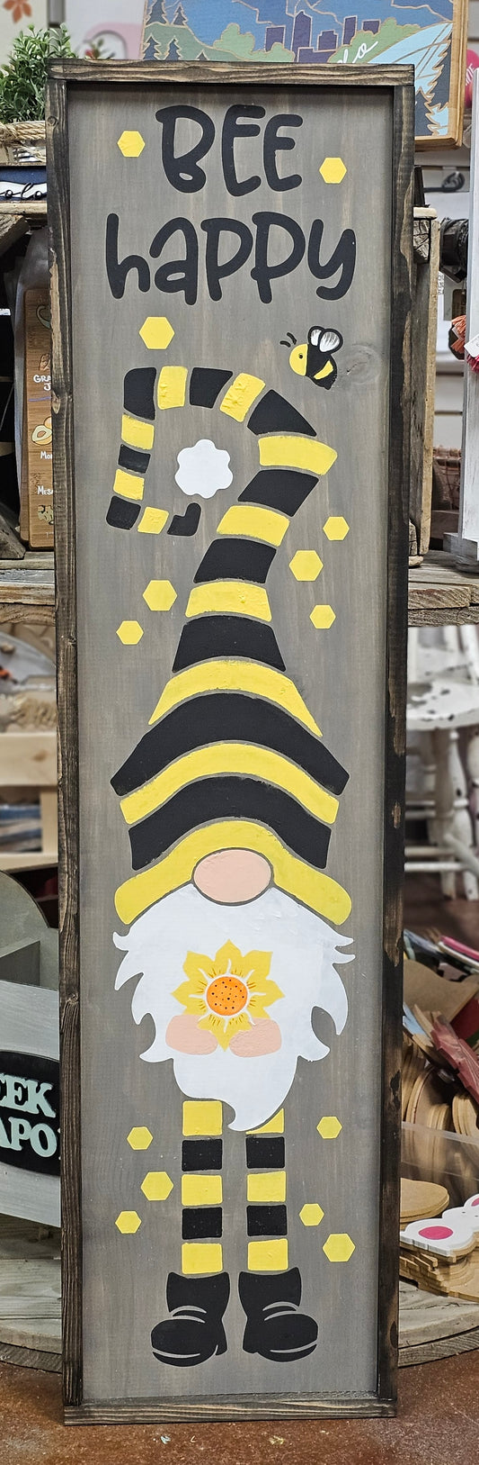 Bee Happy Gnome Porch Leaner