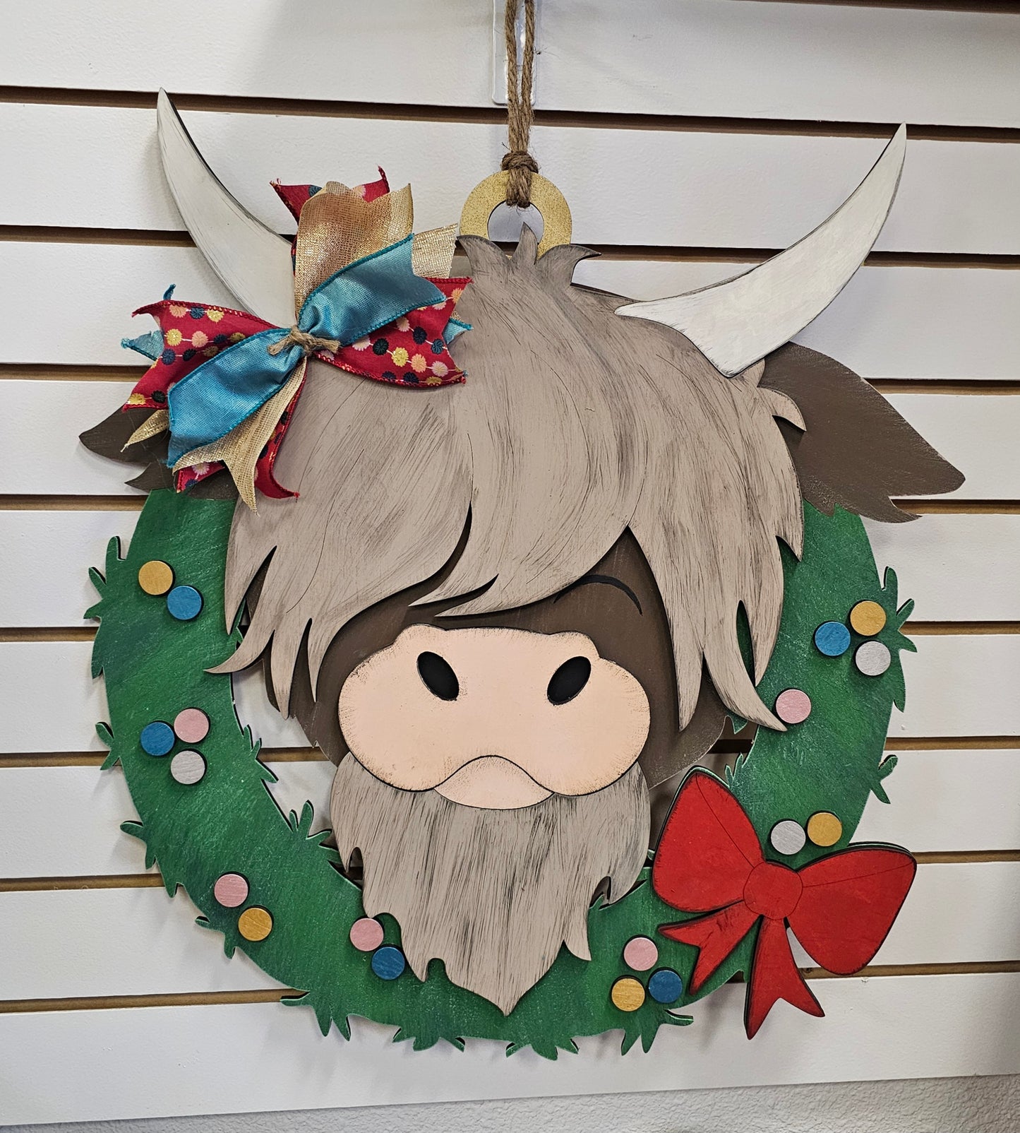 Christmas Highland Wreath Door Hanger