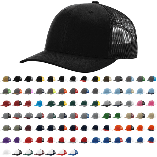 The Park Wholesale - Richardson 112 Classic Premium Trucker Hat, Snapback Cap: Black