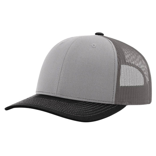 The Park Wholesale - Richardson 112 Classic Premium Trucker Hat, Snapback Cap: Grey/Charcoal/Black