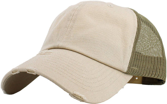 KBETHOS - Vintage Mesh Baseball Cap: STN-KHK