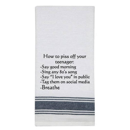 NEW BB-H-91 White Kitchen Towel "How to piss off..." 