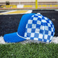 Checkered Mesh Back Cap: Navy Blue/ White