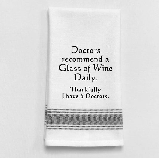 Wild Hare Designs - BB-D-76  Doctors recommend a glass of wine daily...: White - Black Lined Trim